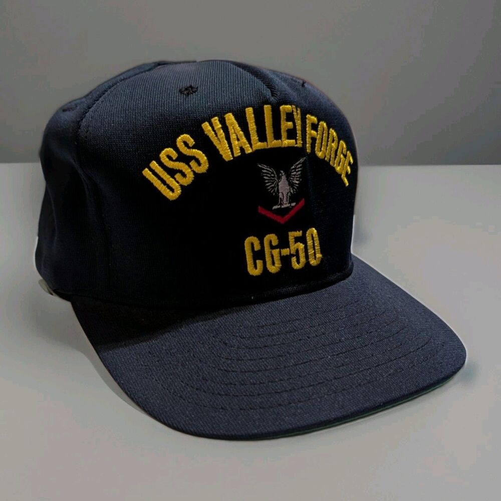 Vintage USS Valley Forge CG-50 Hat California Headwear Snapback Green Under Brim